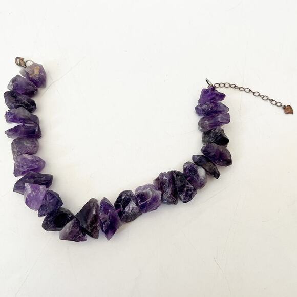 Natural Amethyst 925 Silver Bracelet 9 - 10" Uncut Rock Boho Western Sedona - Picture 1 of 4